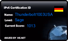 IPv6 Certification Badge for Thunderbolt1003USA